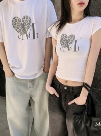 【OWN】Mucent 短袖 上衣 豹紋 心形 標誌 春夏 男女通用 情侶款 黑色 白色 炭灰 P00000ZA