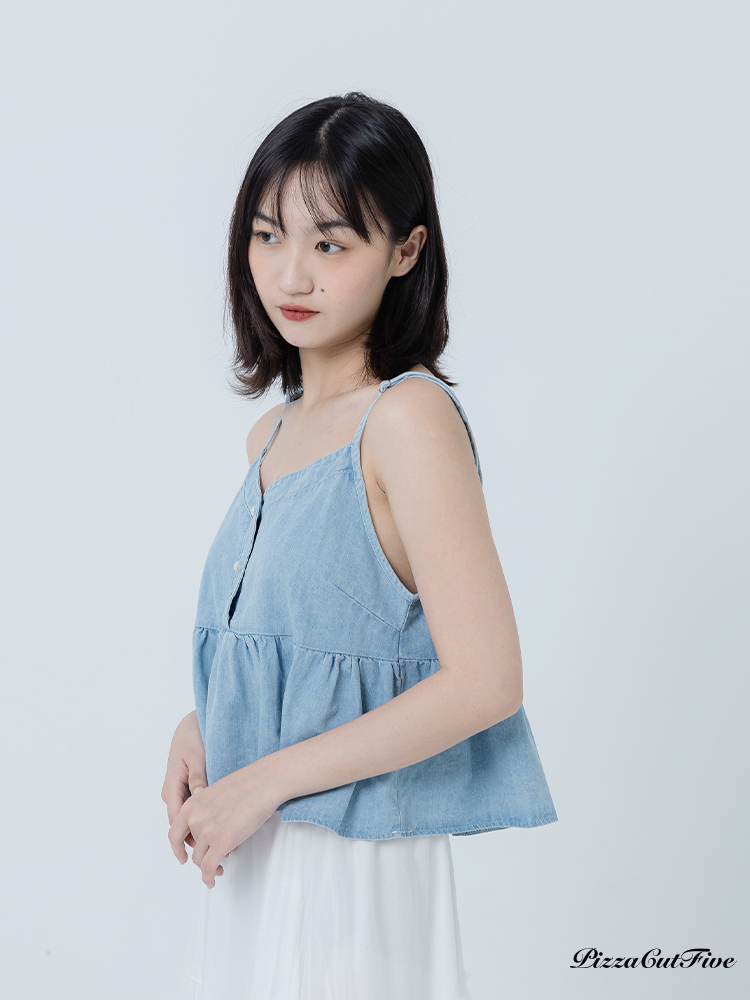 傘狀牛仔細肩帶背心 PizzaCutFive PCF262411020