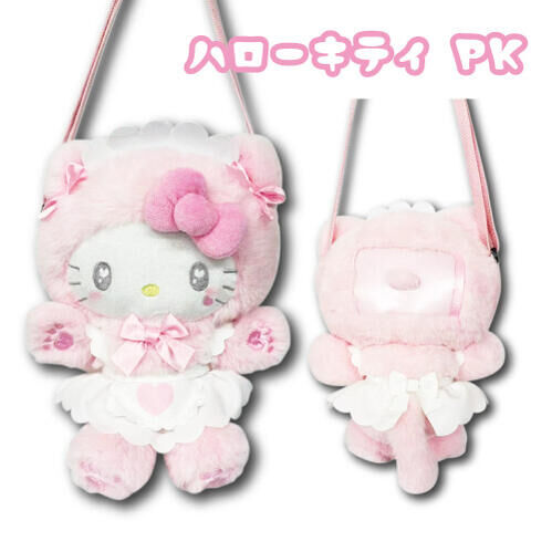日本 Sanrio Hello Kitty 女僕貓造型 大公仔包包證件套斜揹袋