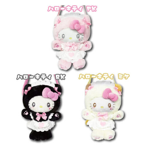 日本 Sanrio Hello Kitty 女僕貓造型 大公仔包包證件套斜揹袋