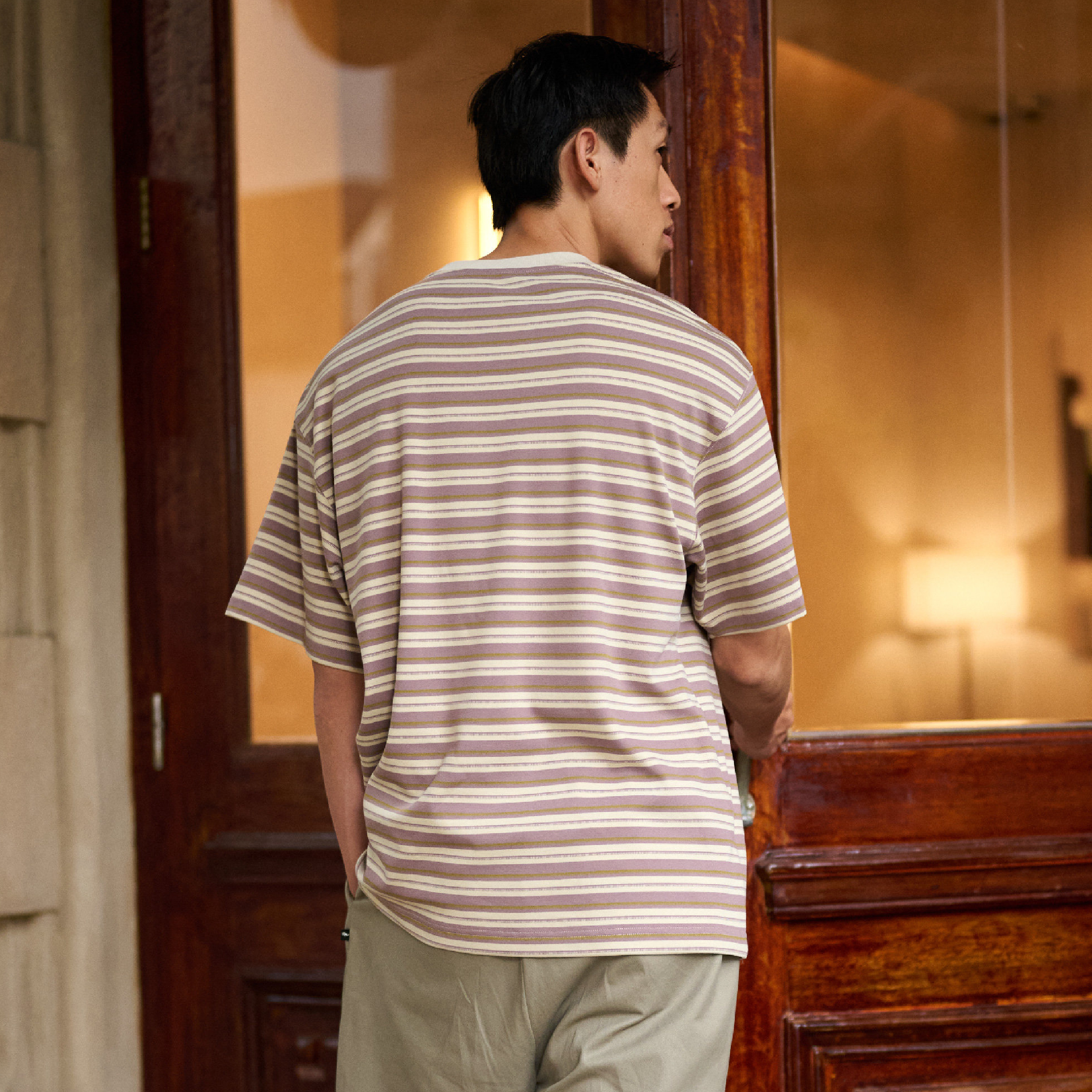 BOHRHOO Multi Stripe Tee 寬鬆 條紋短Tee [BH1156]