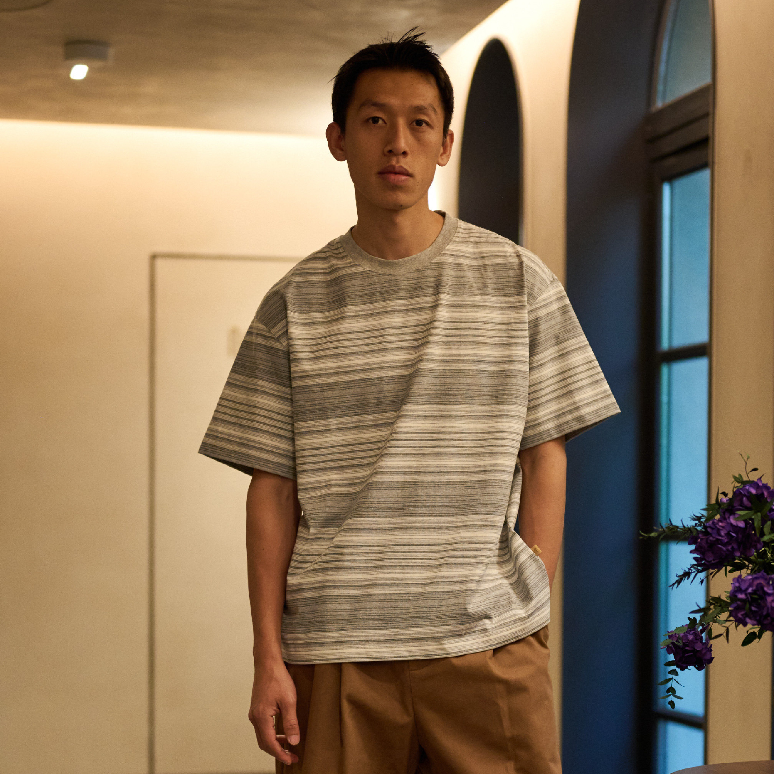 BOHRHOO Multi Stripe Tee 寬鬆 細條紋 短袖Tee [BH1157]