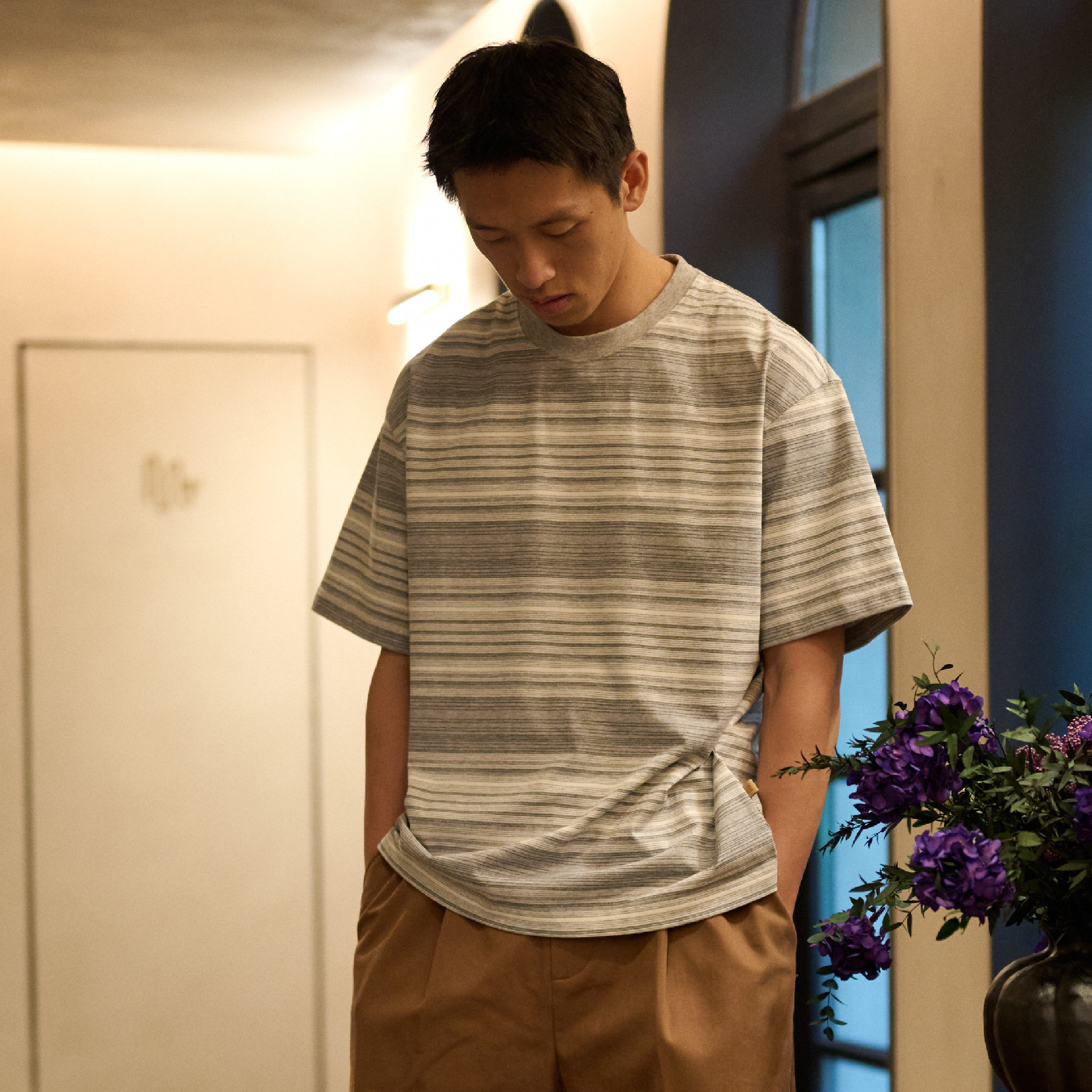 BOHRHOO Multi Stripe Tee 寬鬆 細條紋 短袖Tee [BH1157]