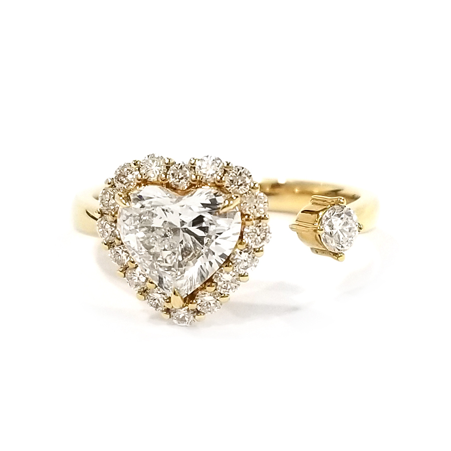 18K黃金 實驗室培育心形鑽石戒指