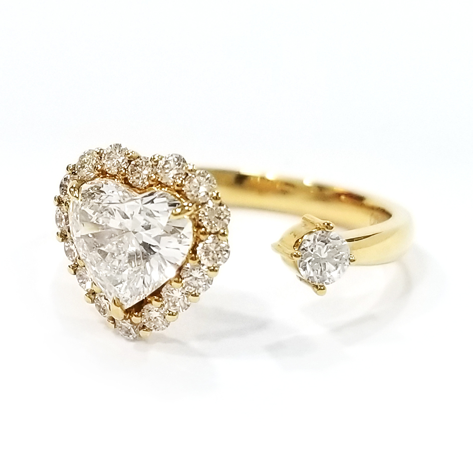 18K黃金 實驗室培育心形鑽石戒指