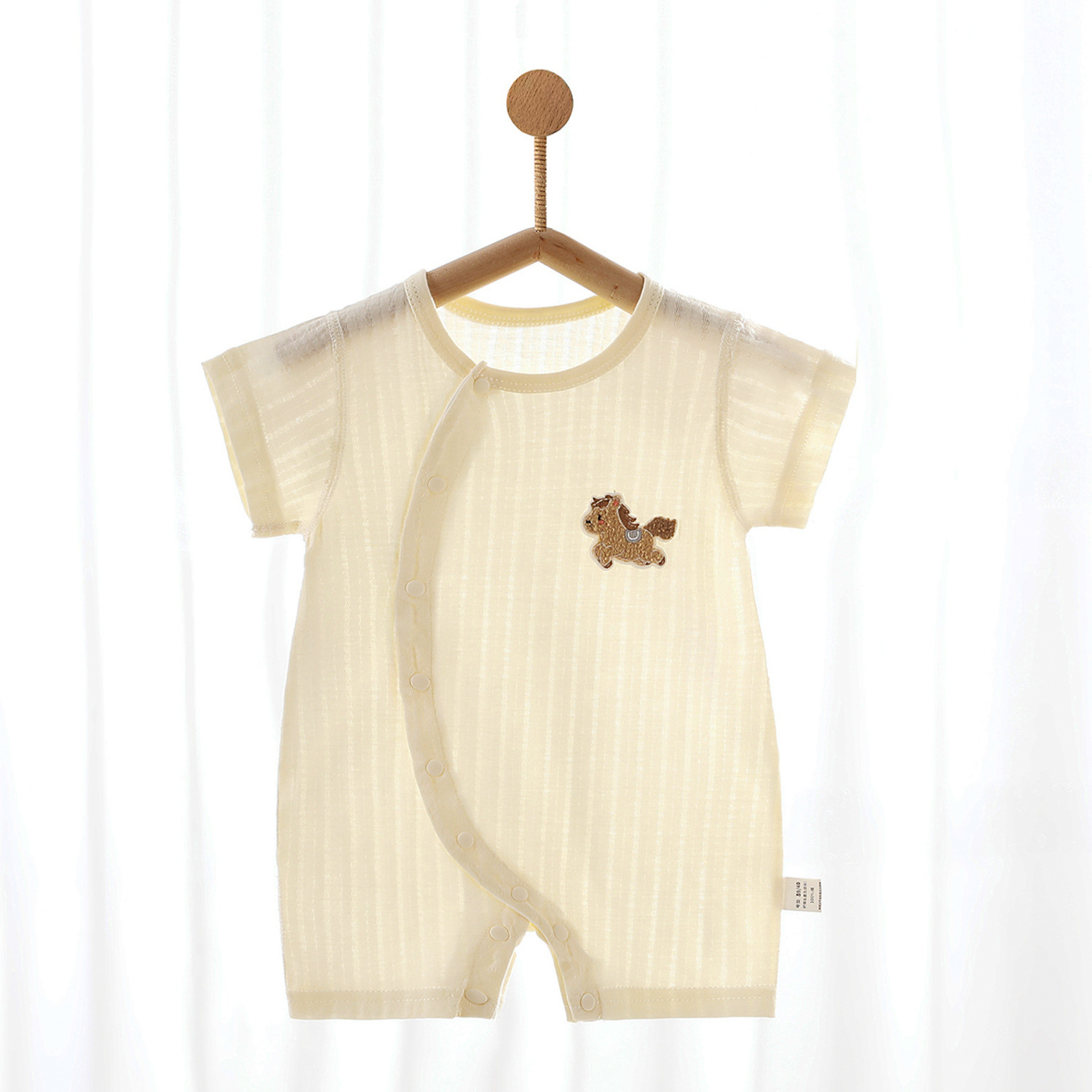 《3823》夏季透氣小馬標短袖包屁/連腳爬服(59-90)