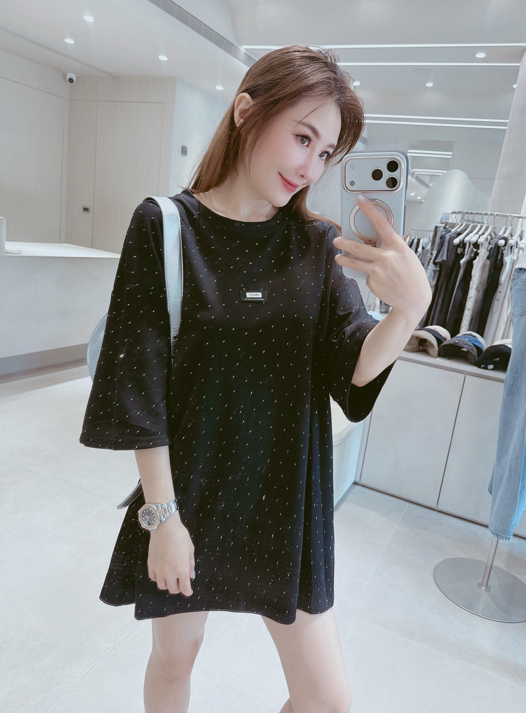 黑車標整件鑽鑽棉質衣