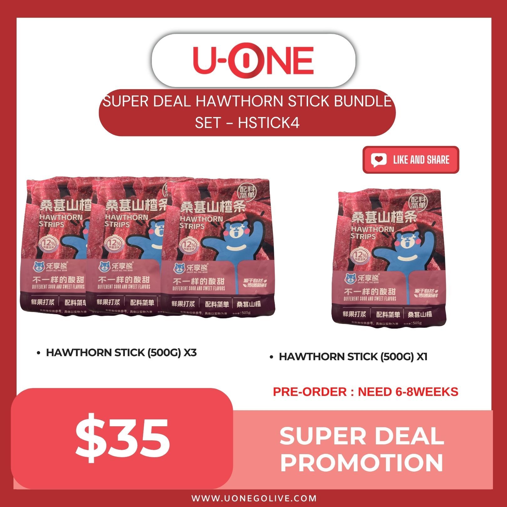 PRE-ORDER : SUPER DEAL HAWTHORN STICK BUNDLE SET - HSTICK4