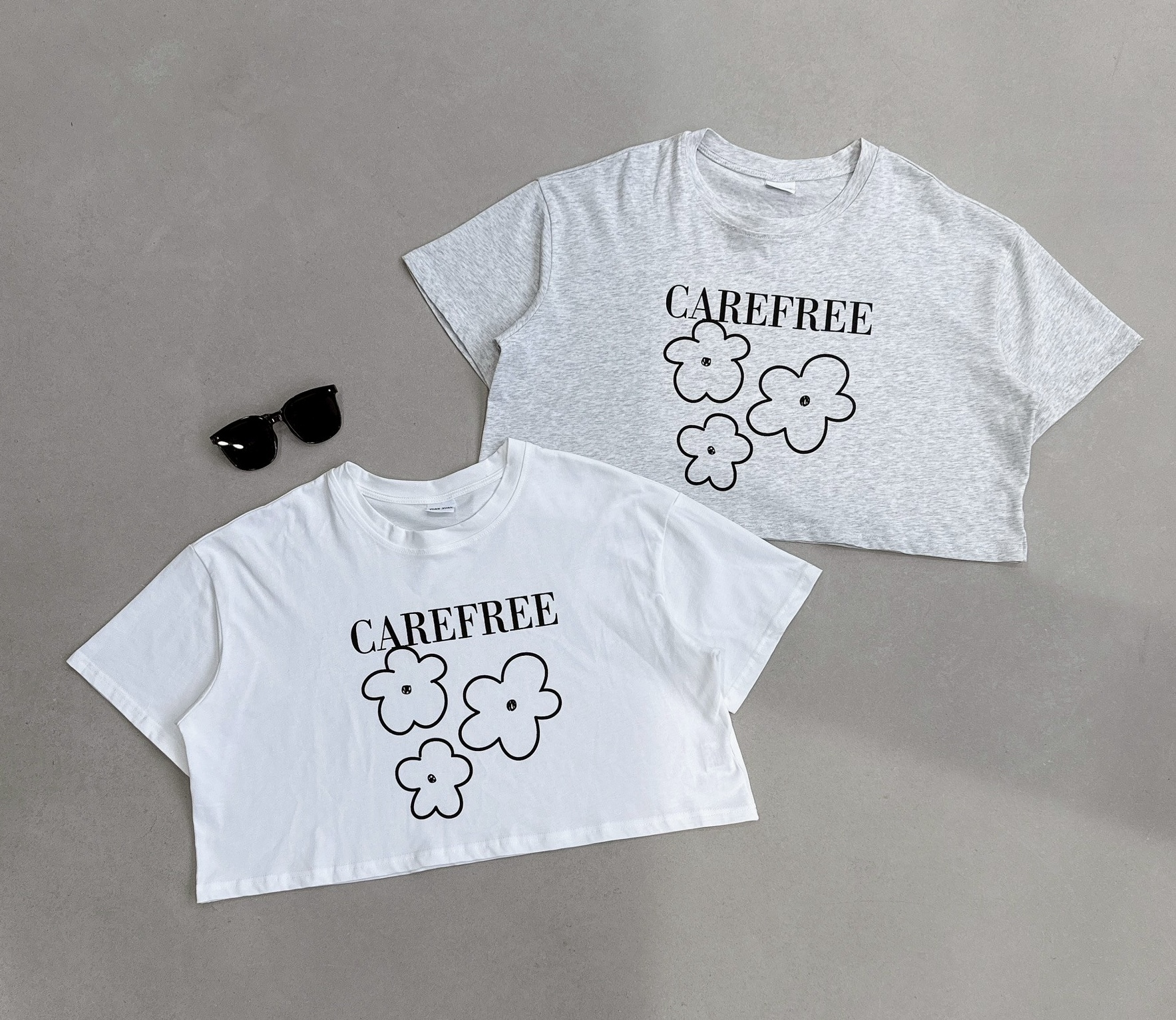 韓系三朵花字母短版上衣