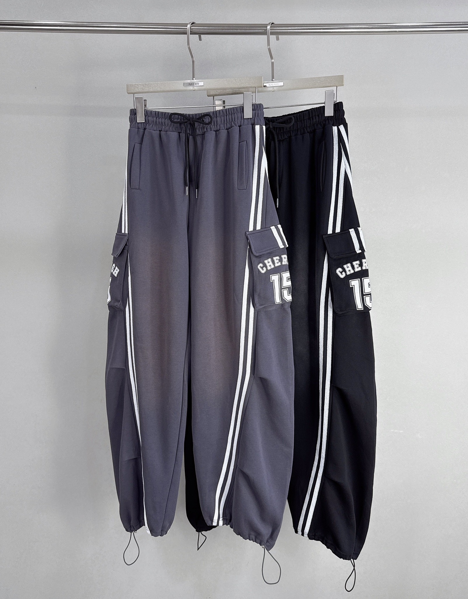 白邊條15水洗工裝彎刀棉褲