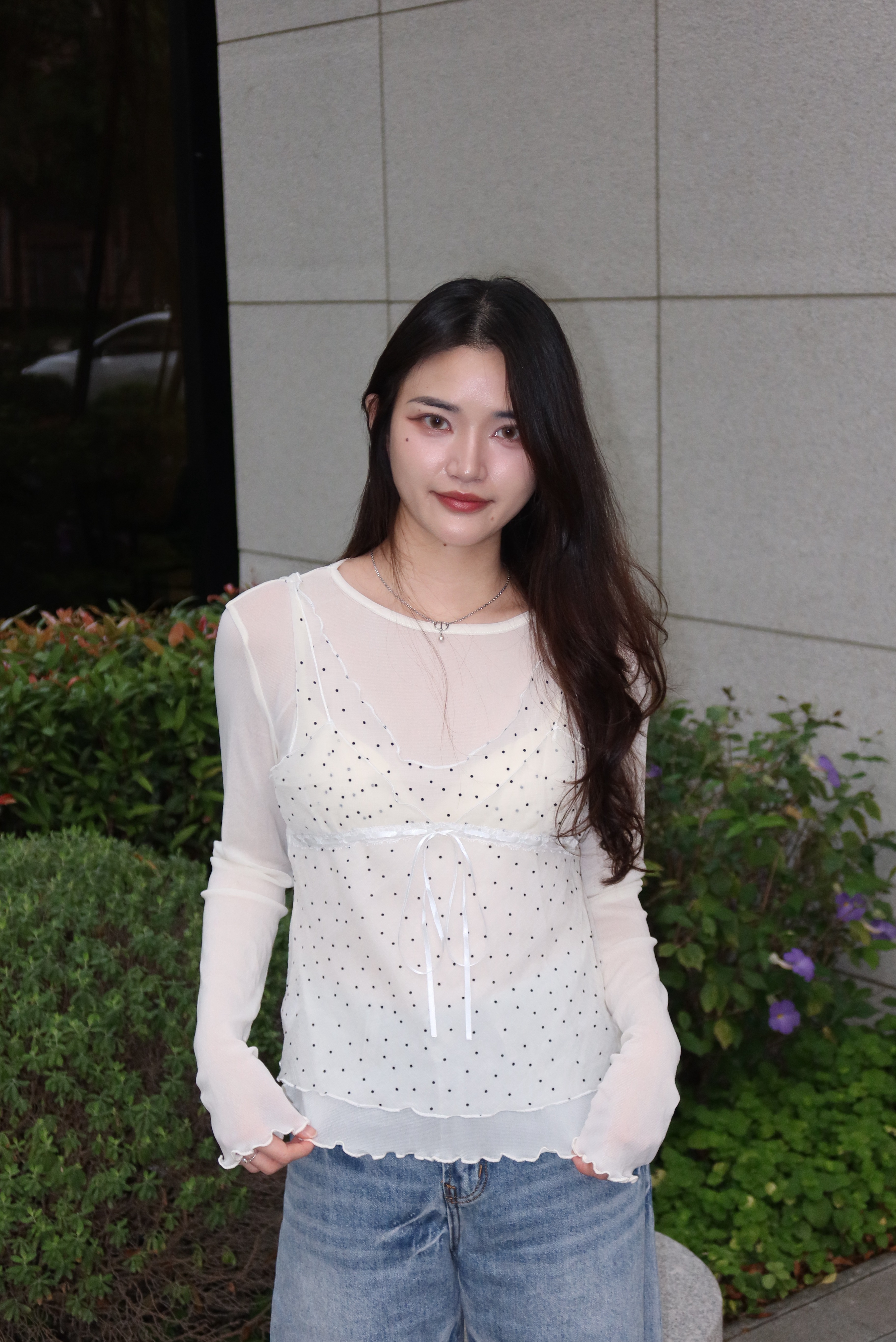 【預購】布日Funi 春夏 波點 綁帶 吊帶背心 花邊 木耳邊 彈力 內搭 套裝