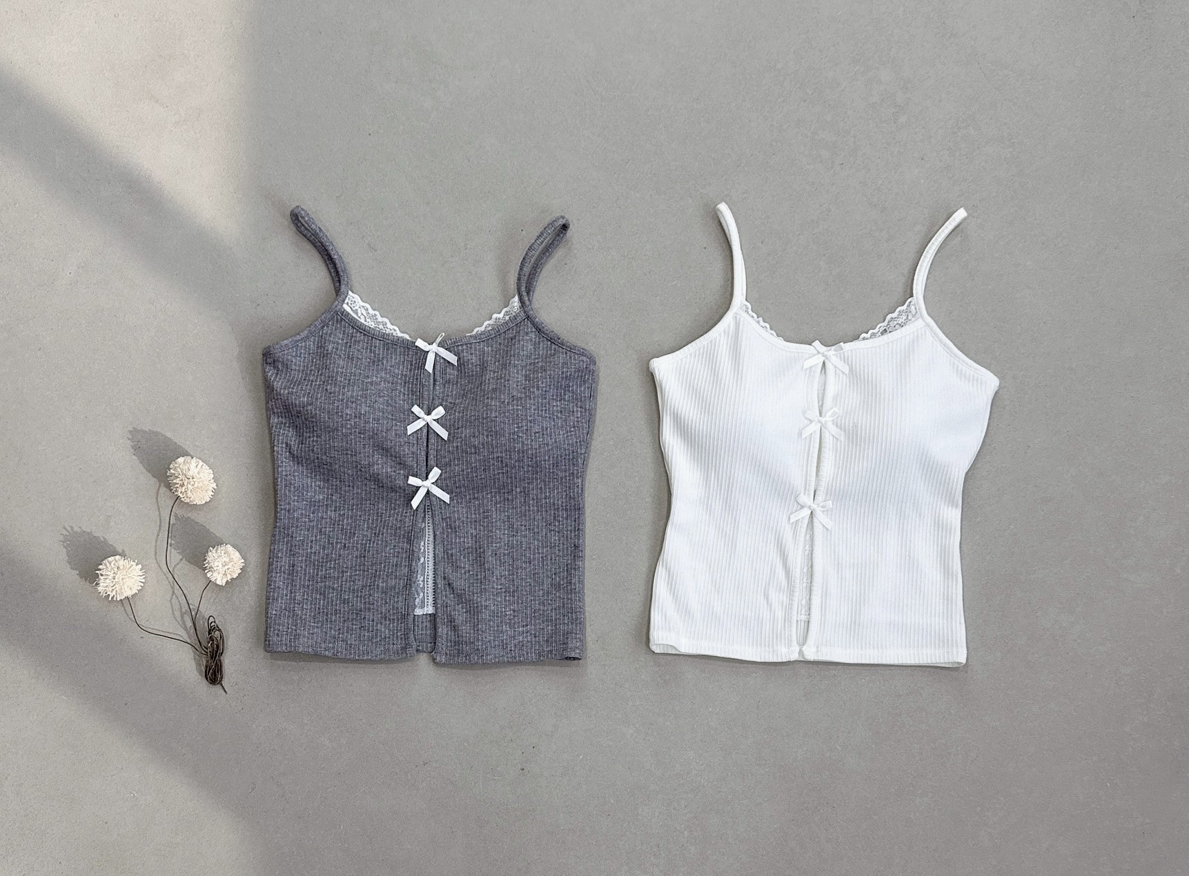 內裡蕾絲蝴蝶結棉質背心