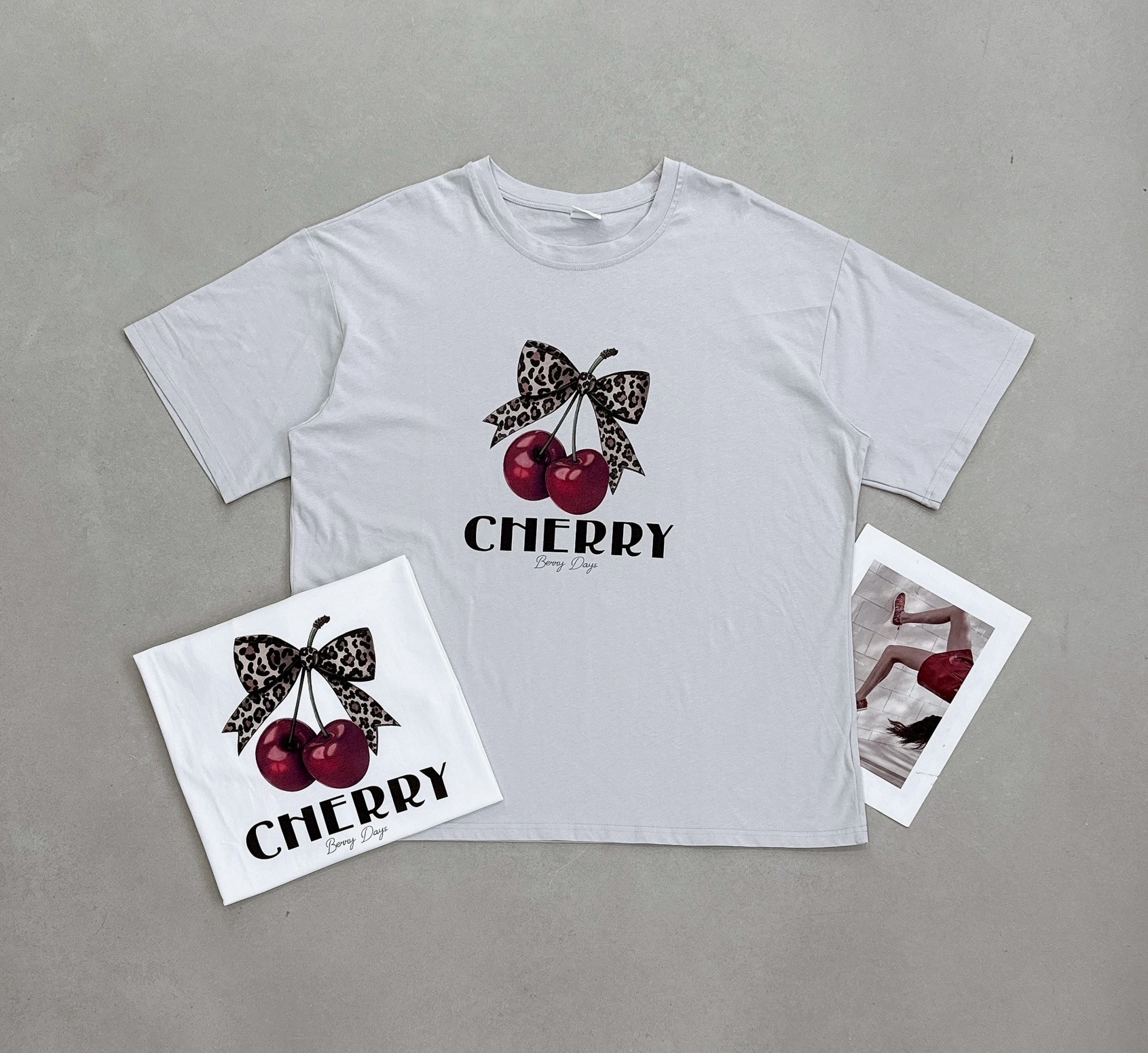 豹紋櫻桃圖案大版棉質衣