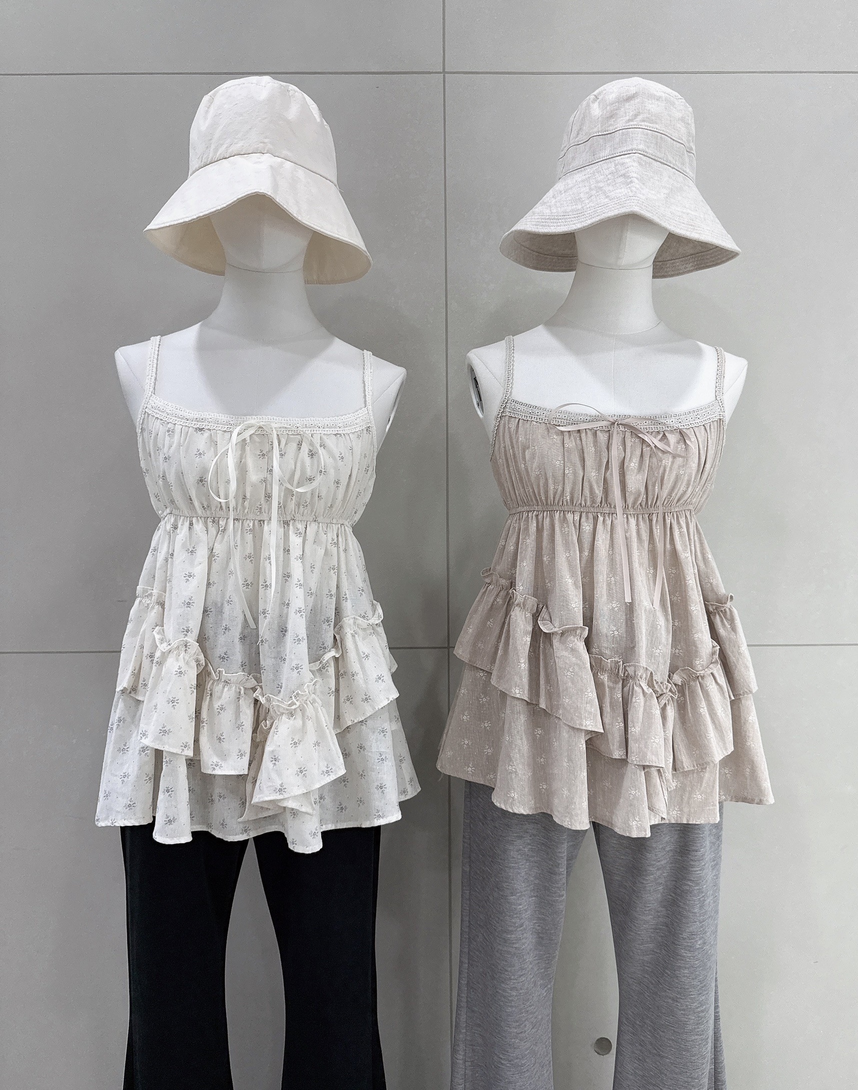 不規則荷葉邊碎花背心