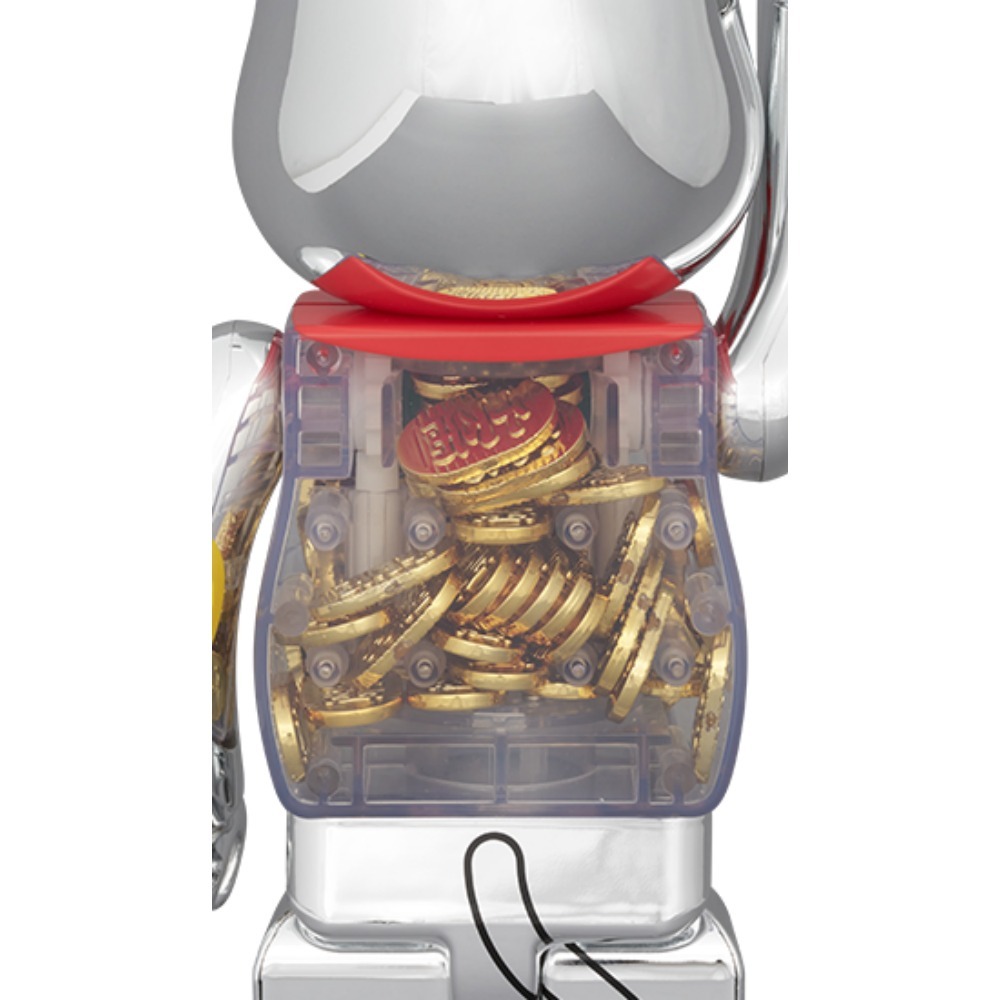 招き猫 招財貓 小判 千万両 銀メッキ 100％ & 400％ BE@RBRICK