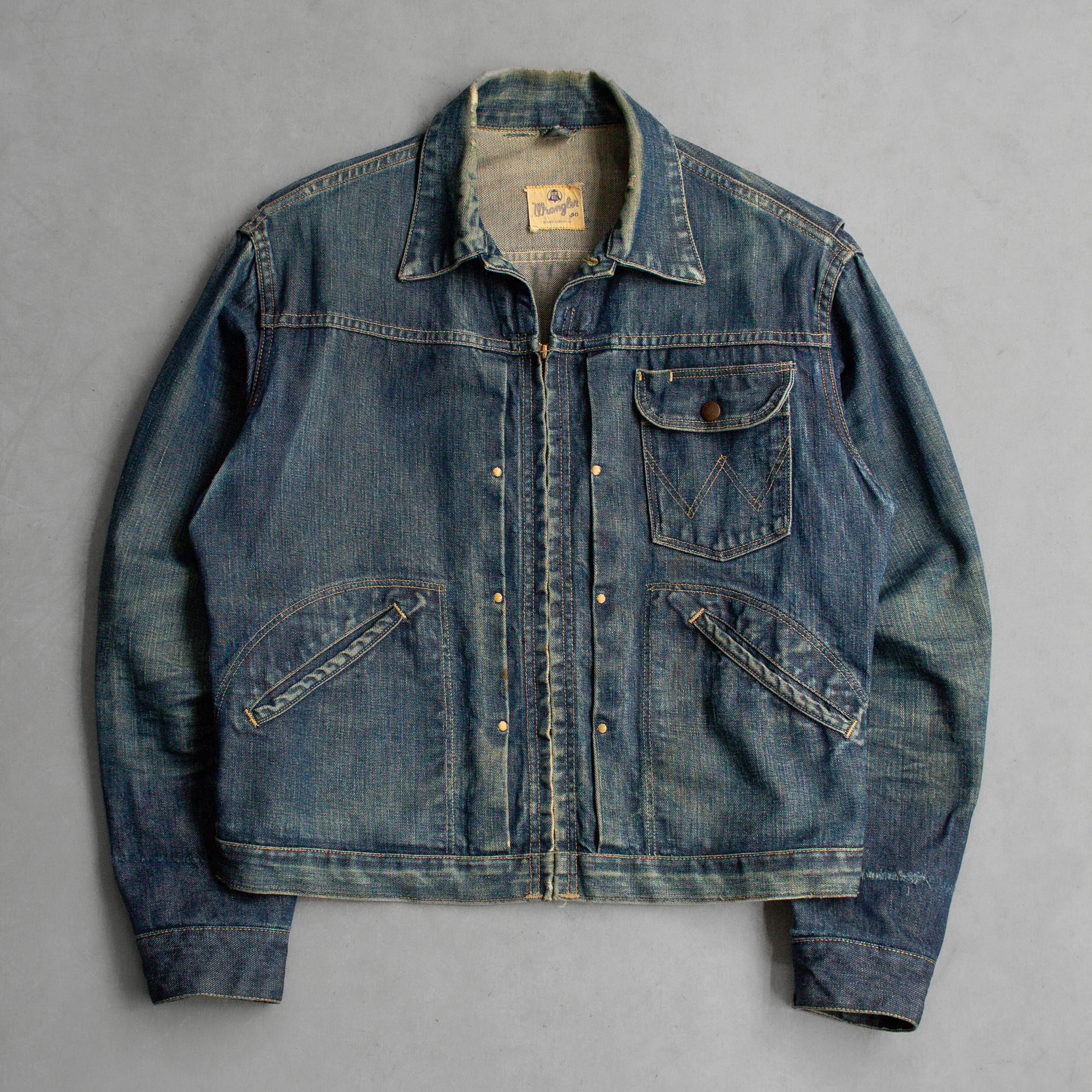 50S WRANGLER 11MJZ DENIM JACKET 美國製 藍色 拉鍊 丹寧 外套 夾克