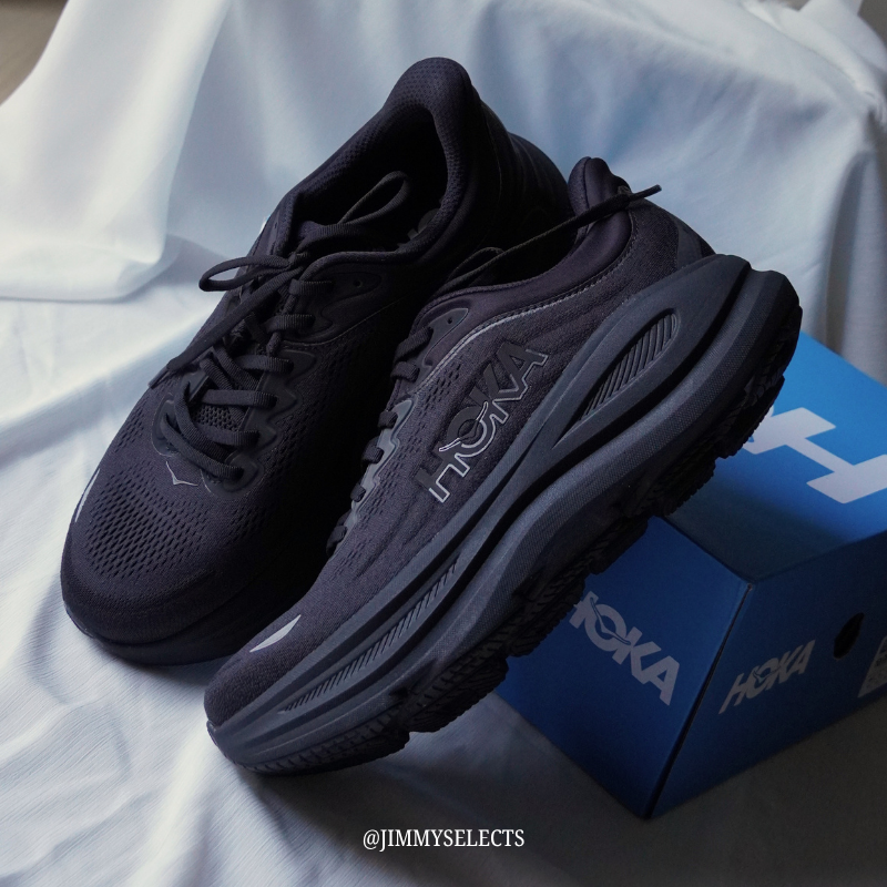 【現貨】HOKA Bondi 9 Wide (2E)  男款寬楦路跑鞋｜黑色 Black