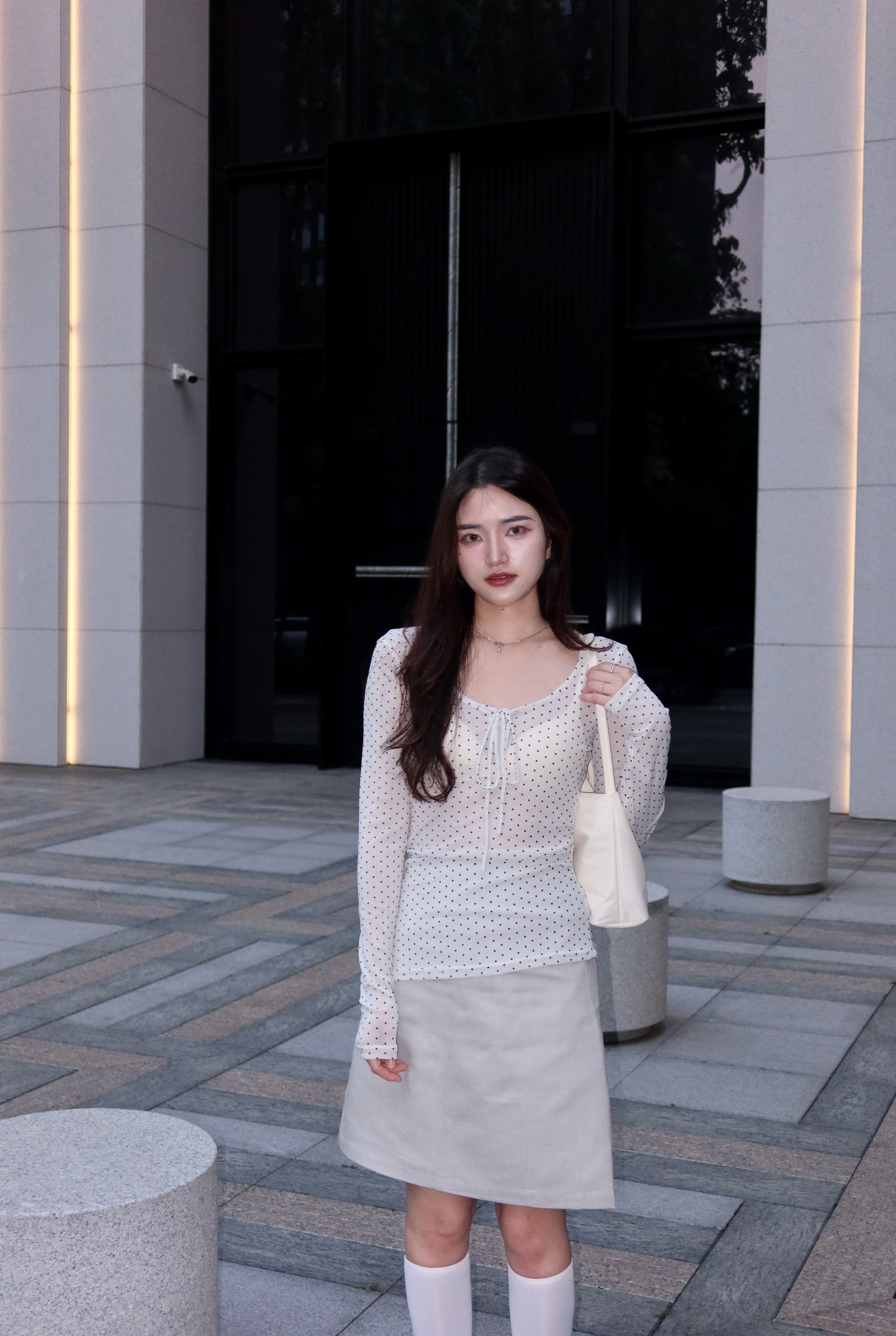 【預購】布日Funi 仙氣滿滿 綁帶 波點 長袖 透視 上衣