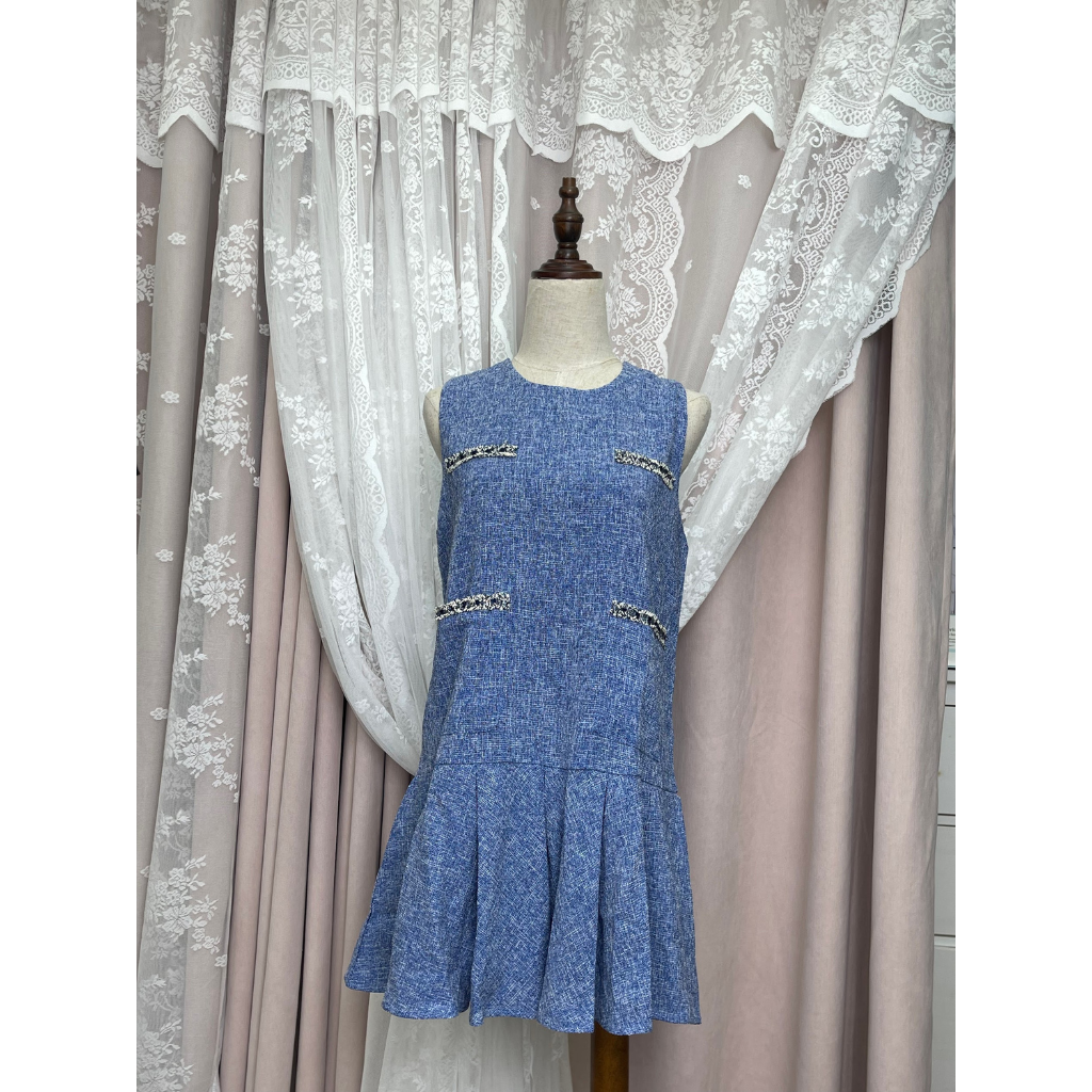 FRA-CCG0427-454 藍色收腰無袖連身裙 (A4) (S-XL)