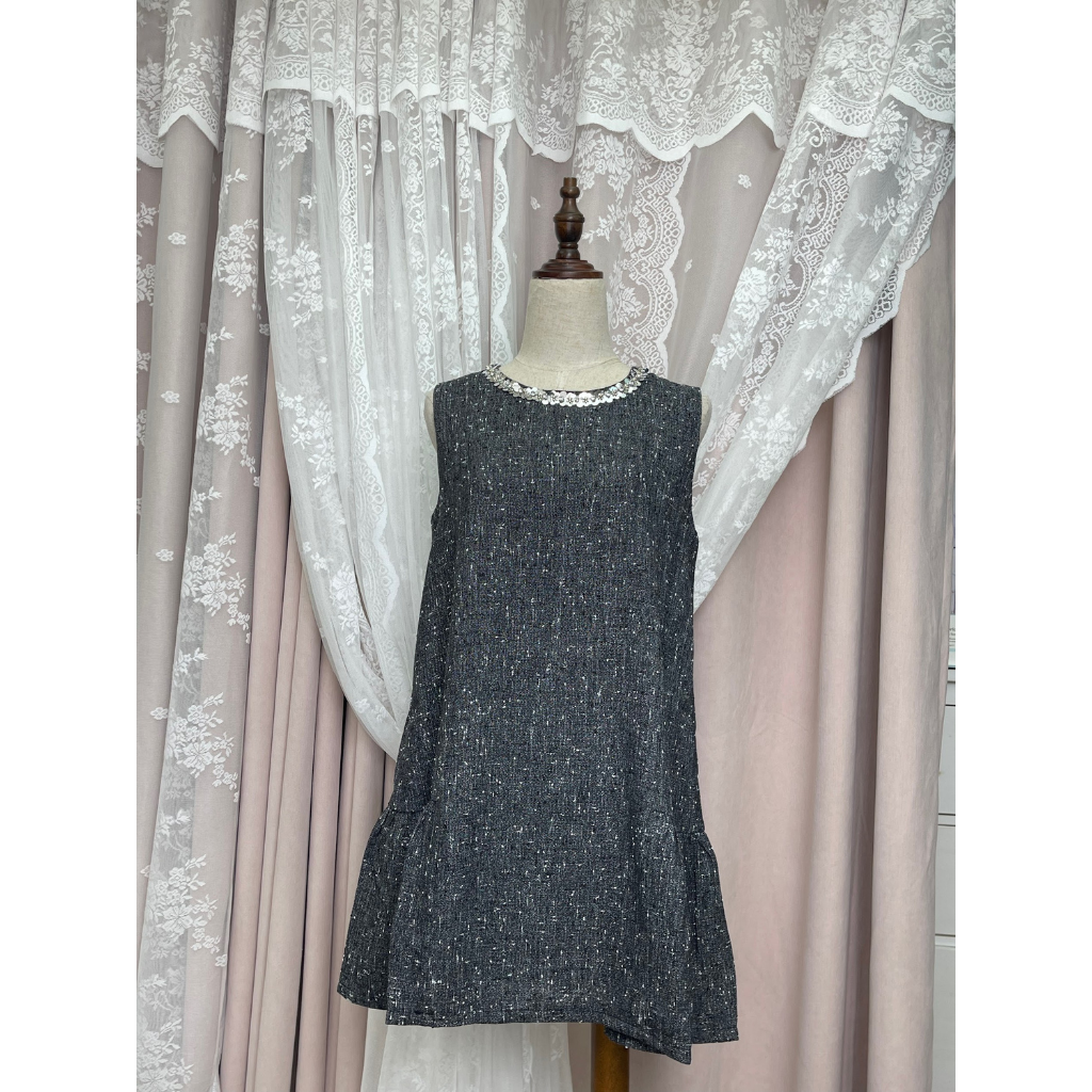 FRA-CCG0427-455 灰色釘鑽無袖連身裙 (A5) (S-XL)