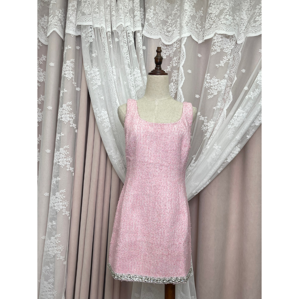 FRA-CCG0427-458 粉色方領無袖連身裙 (A8) (S-XXL)