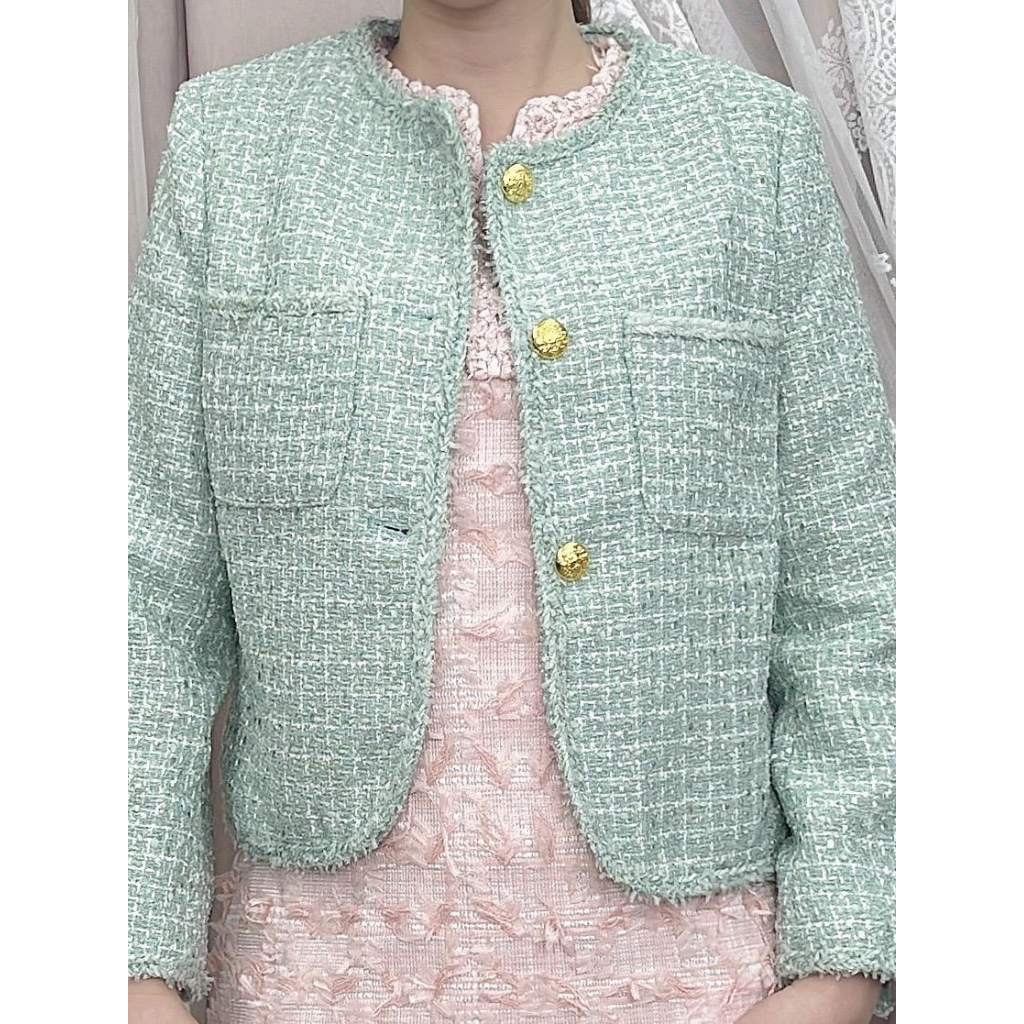 FRA-CCG0427-462 淺綠小香風外套 (A12) (S-L)