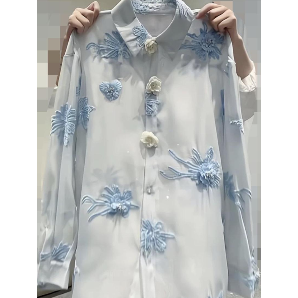 FRA-CCG0427-476 淺藍立體長袖襯衫 (A26) (S-XXL)