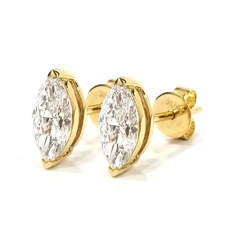 18K黃金 實驗室培育鑽石馬眼形耳環