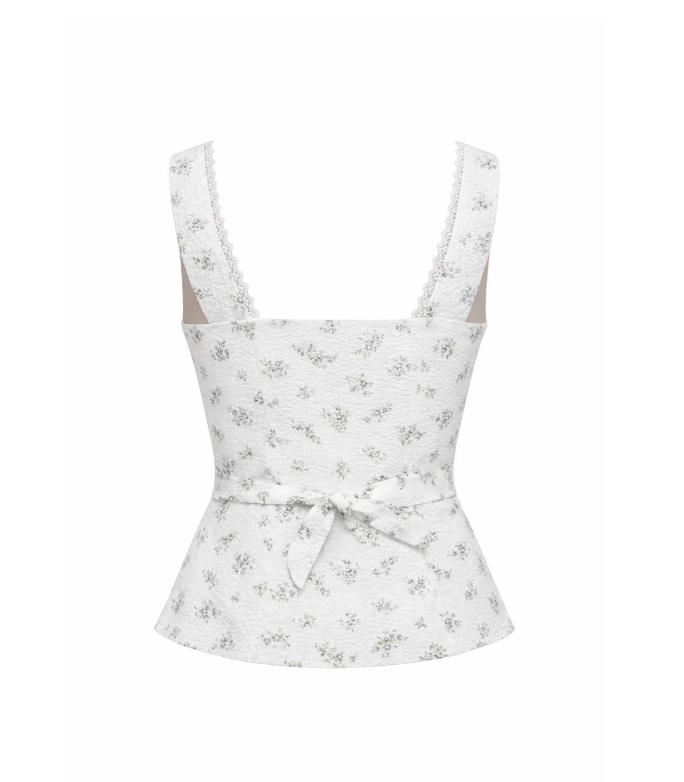 1GL0426-080 [GAALA] Eda Cotton Blouse Cream Lavender Floral (EU)