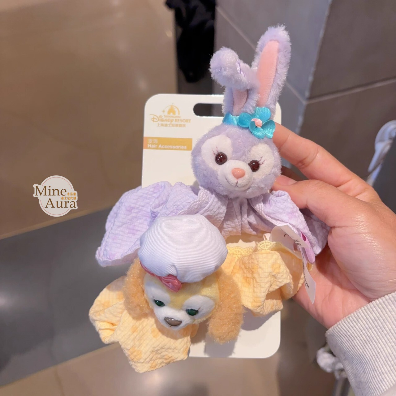 史黛拉露 星黛露 StellaLou 可琦安 餅乾 CookieAnn 大頭 絨毛 造型 髮束 大腸圈 髮飾 2入組 -上海迪士尼樂園
