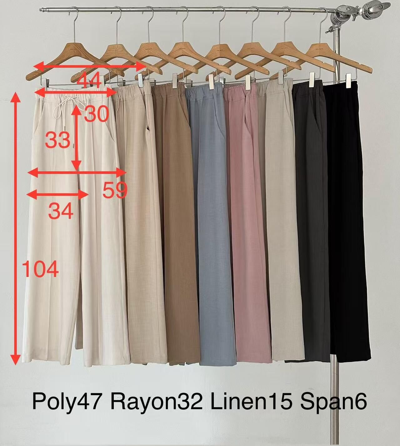 SG6101 夏季麻混紡抽繩寬褲 *優惠碼不適用*