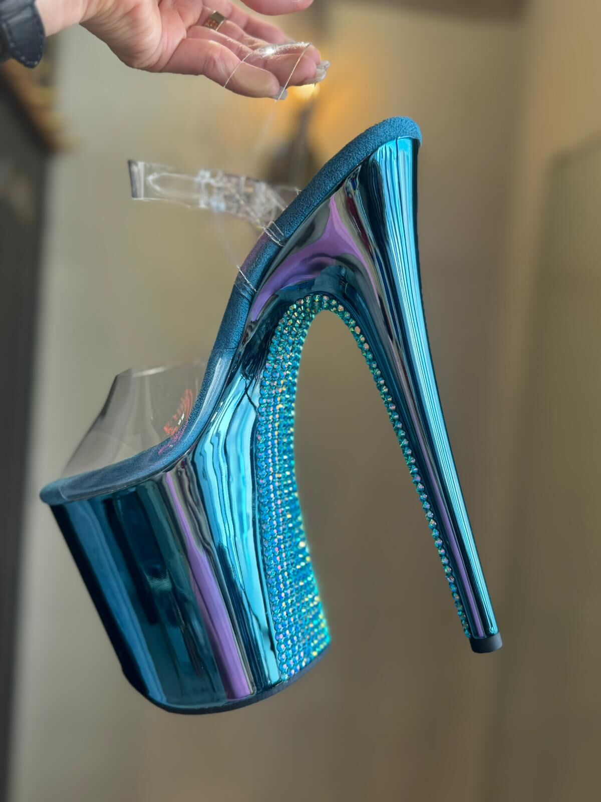 CHROME TEAL BLUE WITH DIAMOND BACK