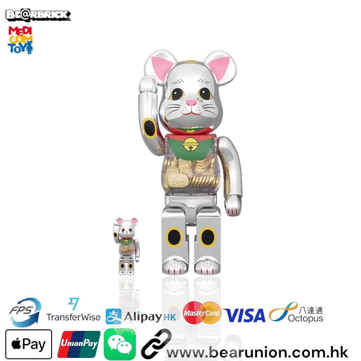 🎏預訂🎏Bearbrick 400% 100% 招き猫 小判 千万両 銀メッキ