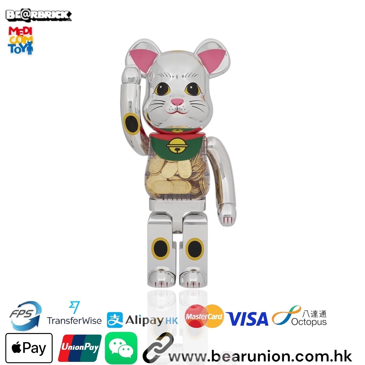 🎏預訂🎏Bearbrick 1000% 招き猫 小判 千万両 銀メッキ