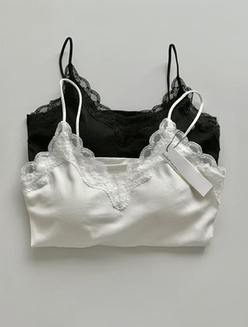 P01 細緻蕾絲bra top (黑/白)