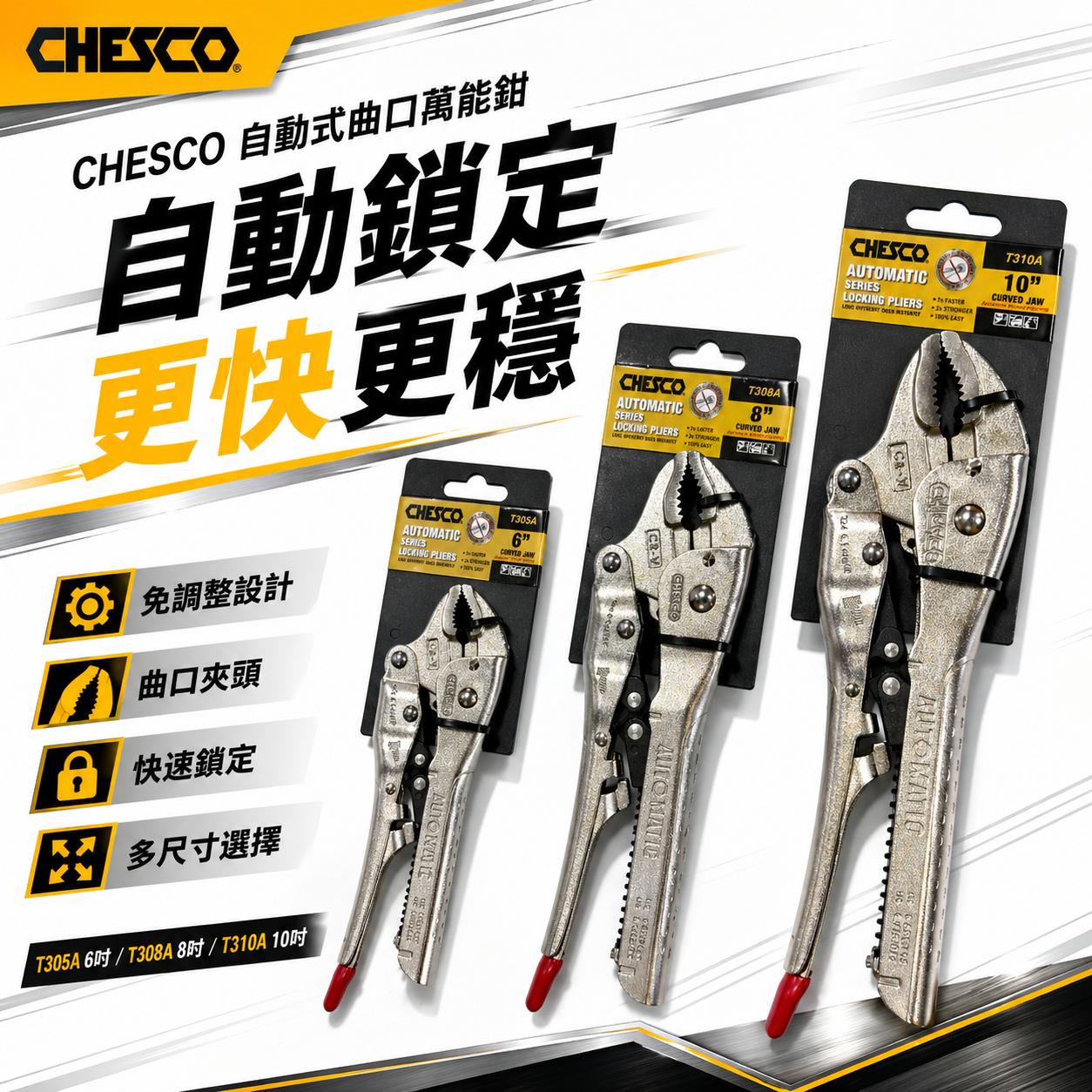 CHESCO 台灣製｜7WR 8WR 10WR手動型夾鉗 大力萬用鉗 鐵柄固定鉗 免調整萬能鉗｜6CJ｜8CJ｜10CJ