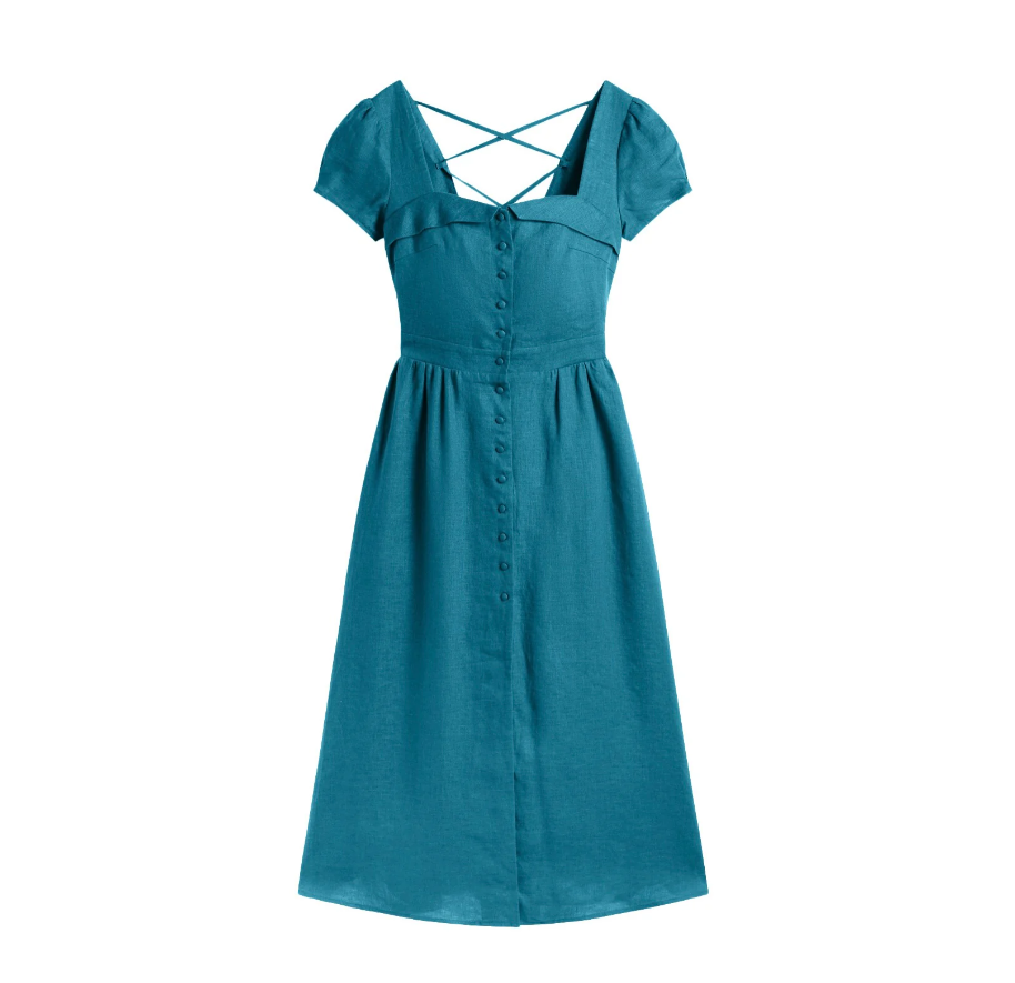 1GL0426-088 [GAALA] Estelle Button Down Dress Bright Turquoise (EU)