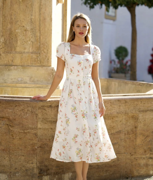 1GL0426-090 [GAALA] Estelle Button Down Dress Floral (EU)