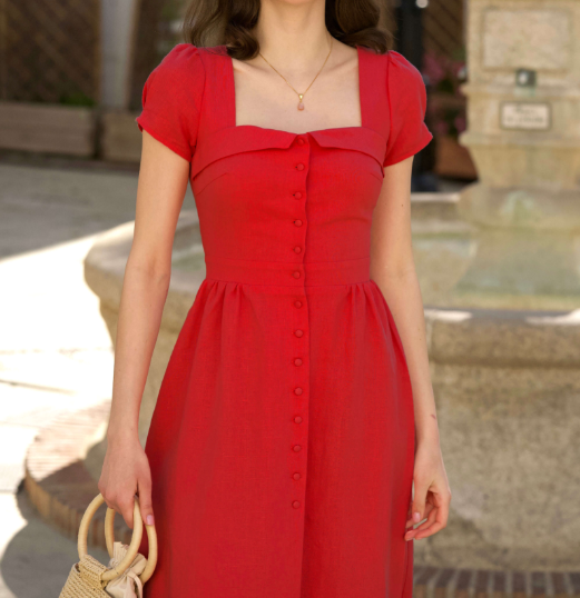 1GL0426-091 [GAALA] Estelle Button Down Dress Red (EU)