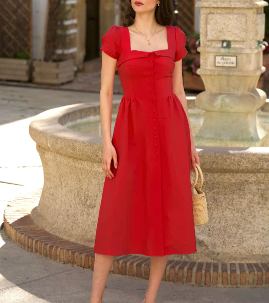 1GL0426-091 [GAALA] Estelle Button Down Dress Red (EU)