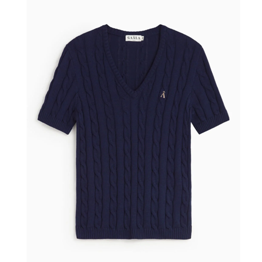1GL0426-284 [GAALA] Talina Cable Knit Top Navy (EU)