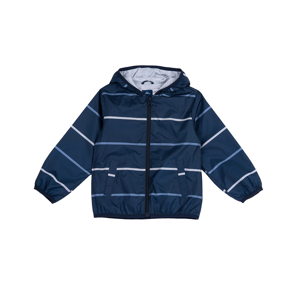 經典學院-寬橫條連帽防風外套 C