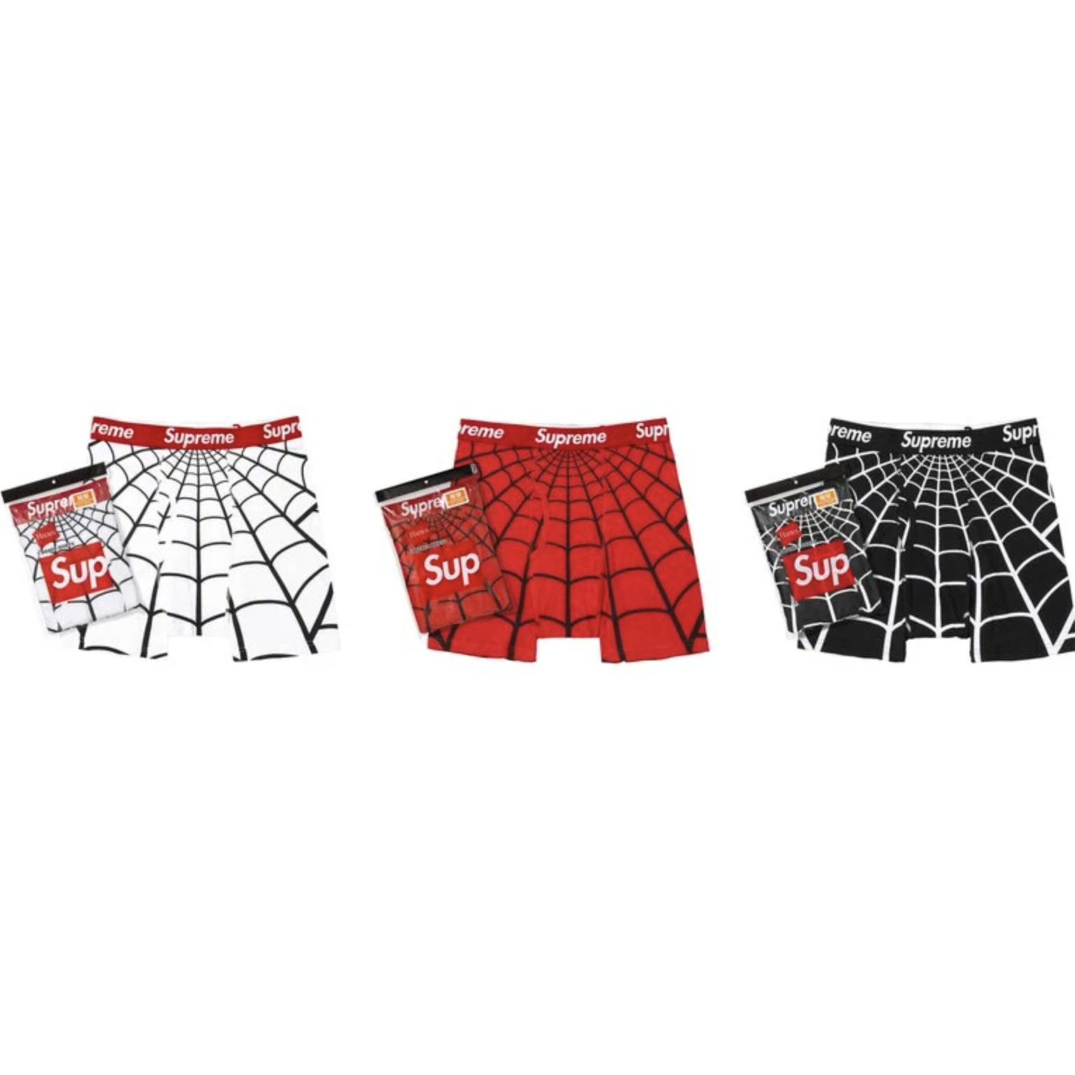 SUPREME HANES SPIDER-MAN BOXER BRIEFS (2 PACK) 蜘蛛人內褲 一包兩入 黑色/白色/紅色 SS26A66