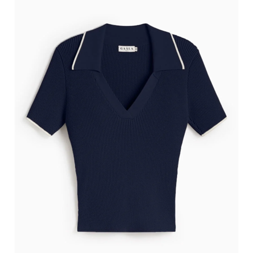 1GL0426-278 [GAALA] Ruby Knit Top Navy With Cream (EU)