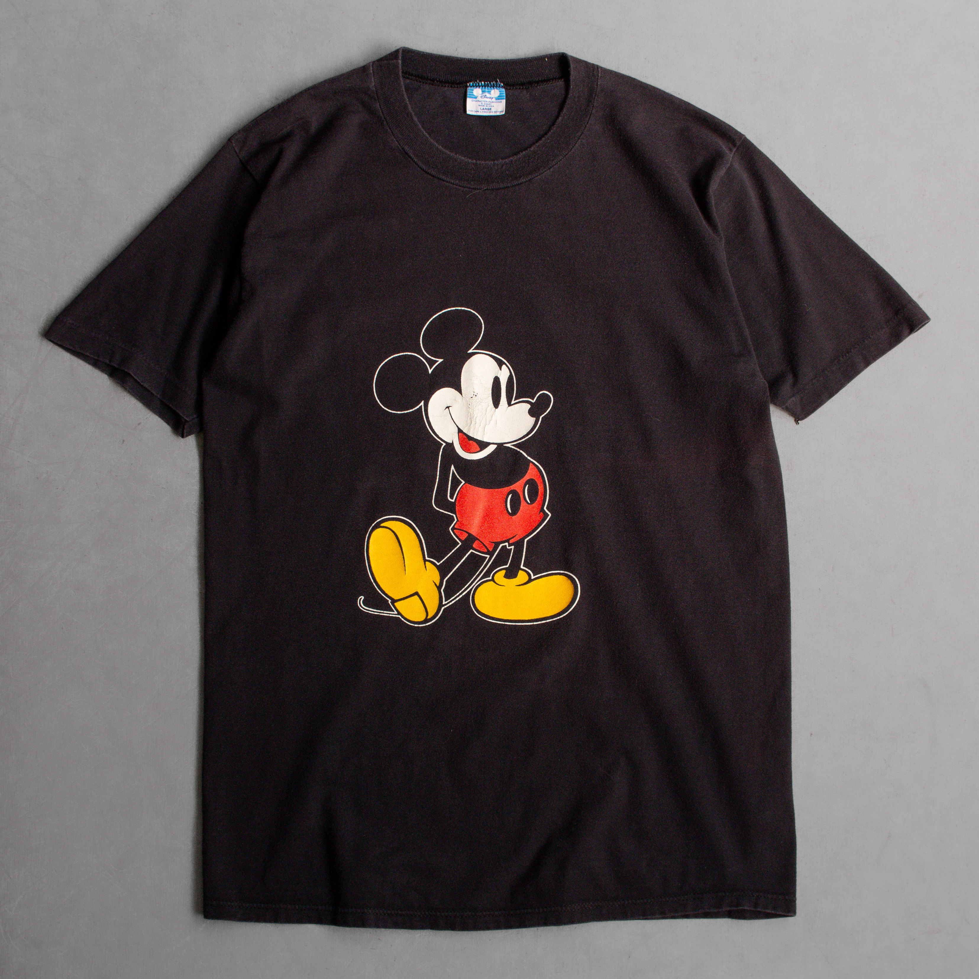 80S VINTAGE DISNEY TEE 美國製 迪士尼 米奇 黑色 膠印 短袖 T恤 A