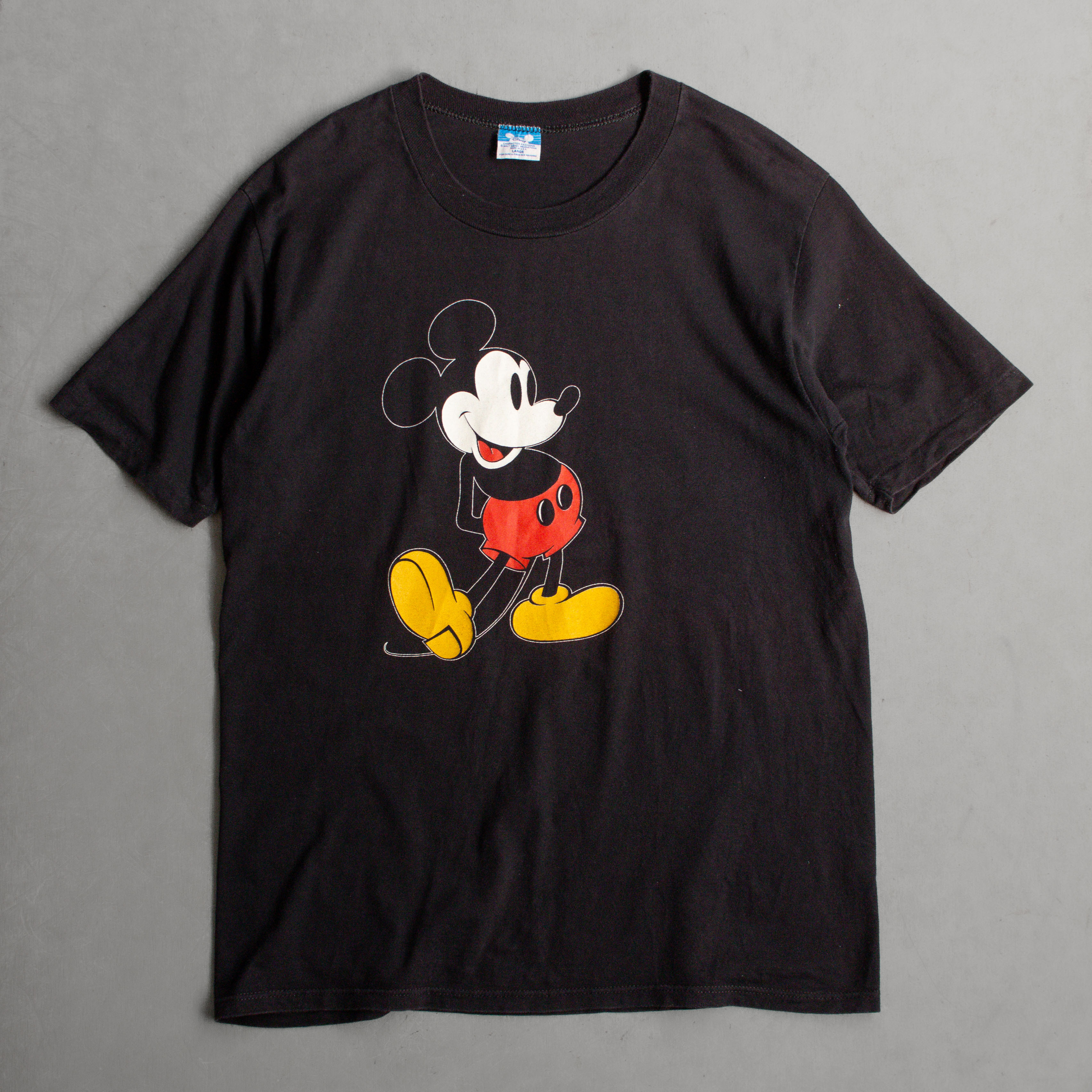80S VINTAGE DISNEY TEE 美國製 迪士尼 米奇 黑色 斑駁 短袖 T恤 B