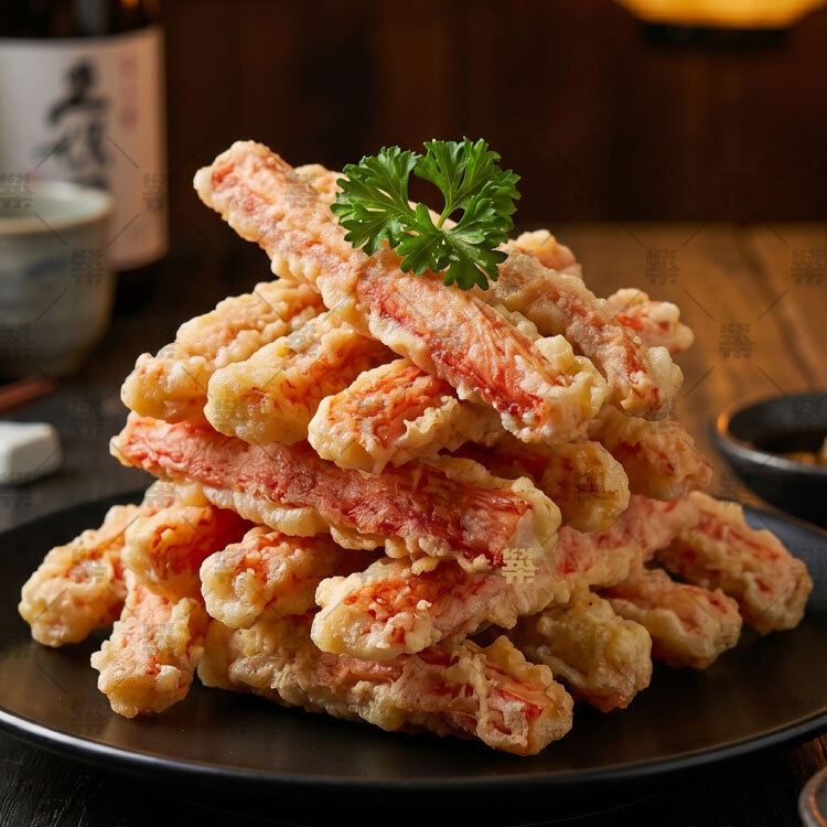 日式天婦羅麵衣製成，炸後外層金黃酥脆