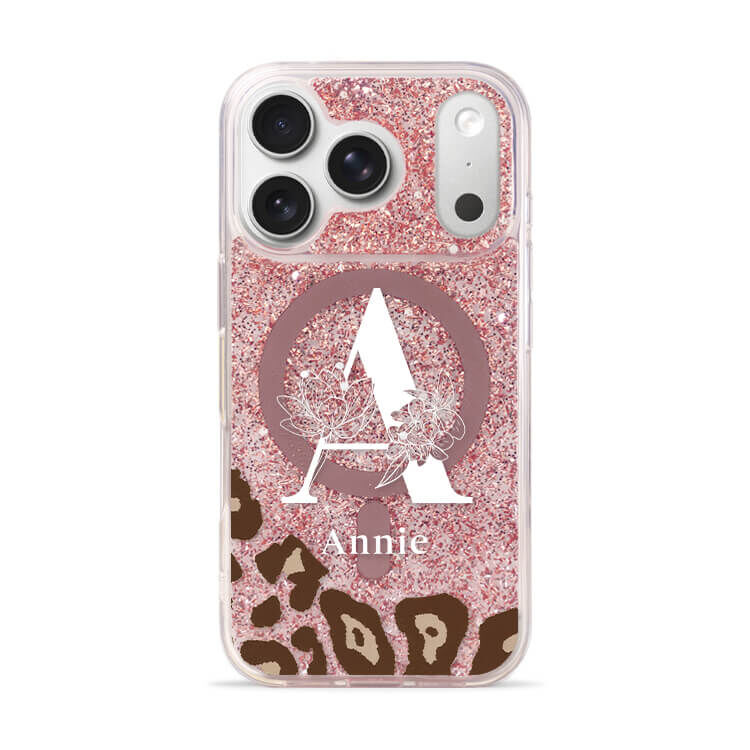 大字豹紋 玫瑰金貝拉殼 (MagSafe) - (訂製名字) iPhone客製化手機殼