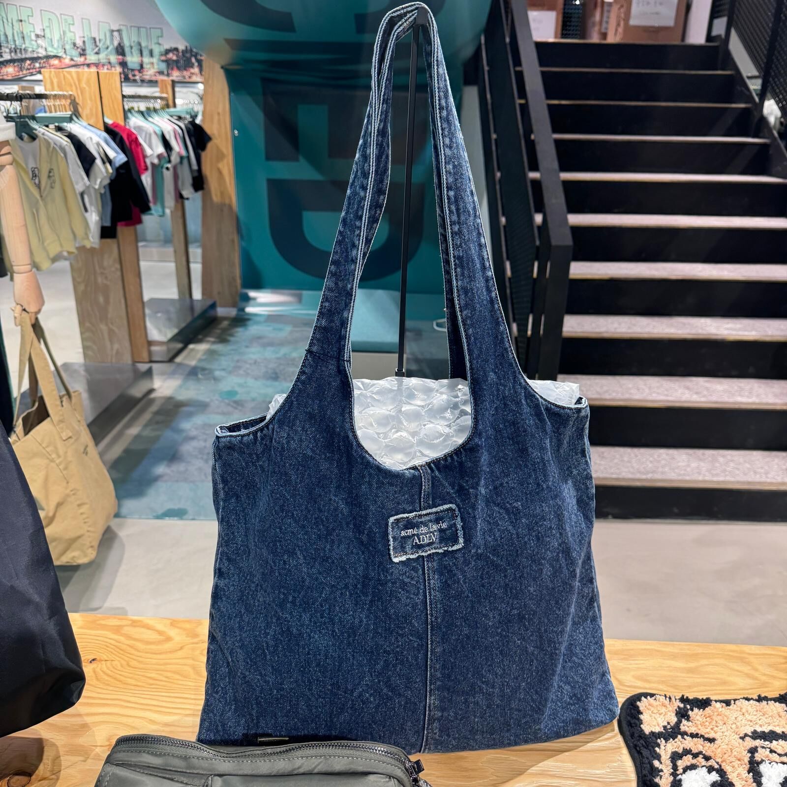 【42】ADLV LABEL POINT DENIM SHOULDER BAG (2色選擇)