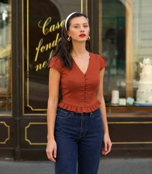 1GL0426-115 [GAALA] Gina Silk Blouse Terracotta (EU)